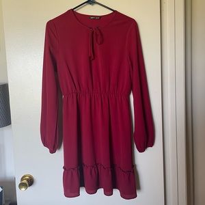 Burgundy Long Sleeve Dress